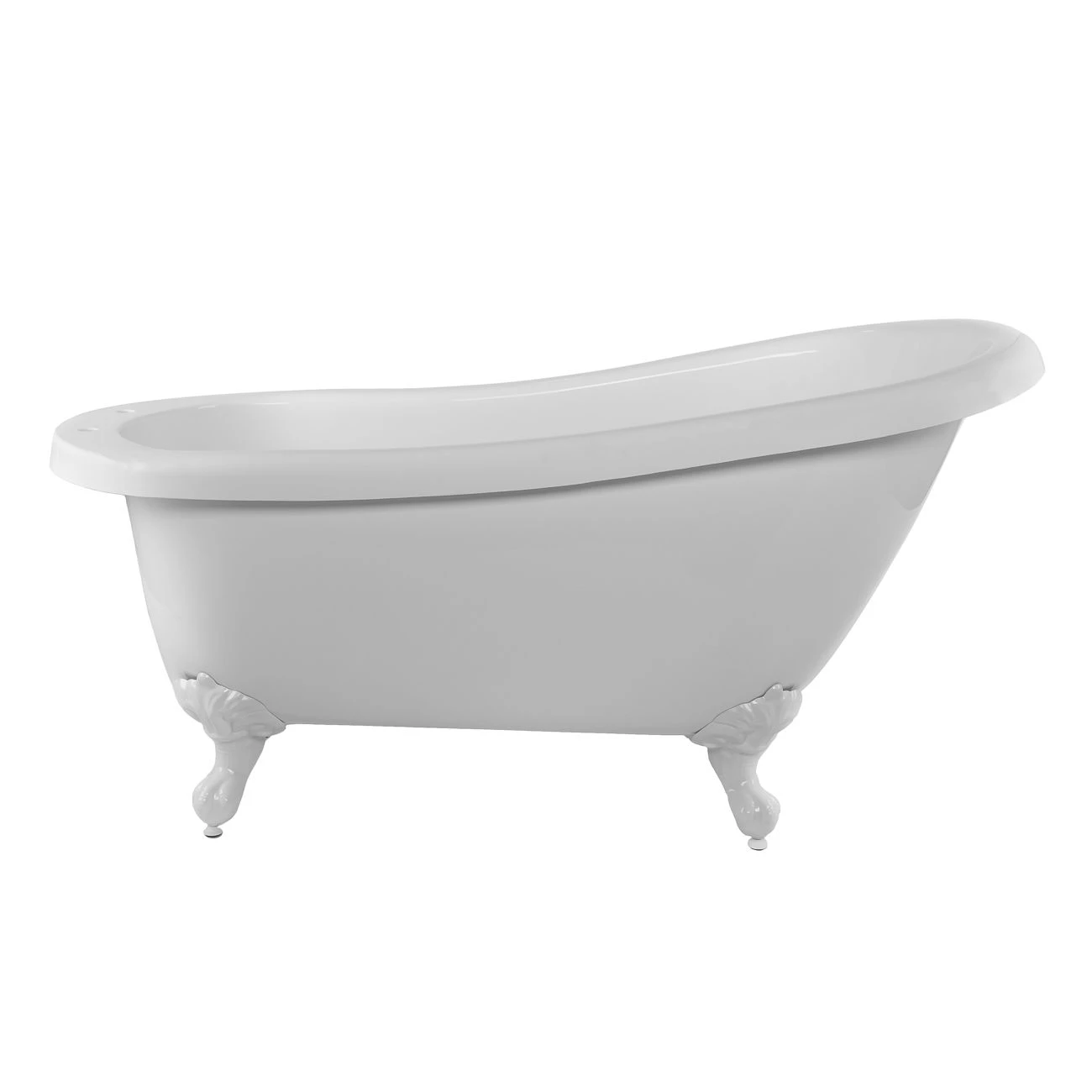 Bristol Acrylic Slipper Clawfoot Tub - No Faucet Drillings - Imperial Ball & Claw Feet - Image 6