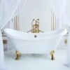 Florence Acrylic Double Slipper Clawfoot Tub - No Faucet Drillings - Lion Paw Feet