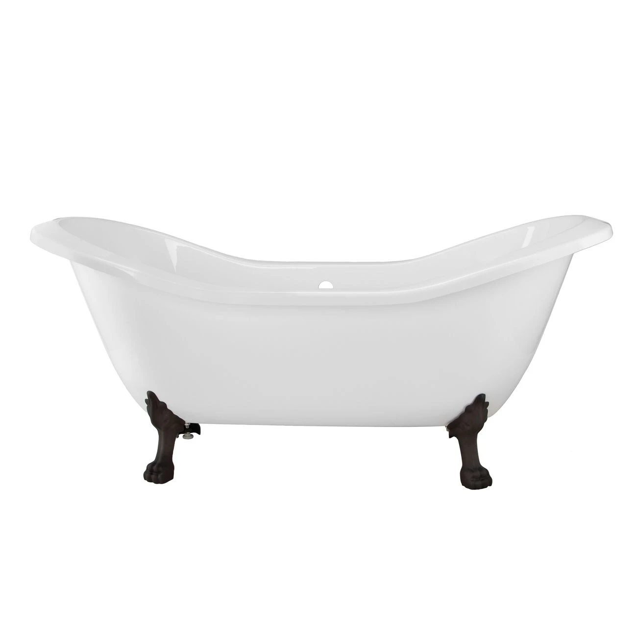 Serenity 72 Inch Acrylic Double Slipper Clawfoot Tub - No Faucet Drillings - Lion Paw Feet - Image 3