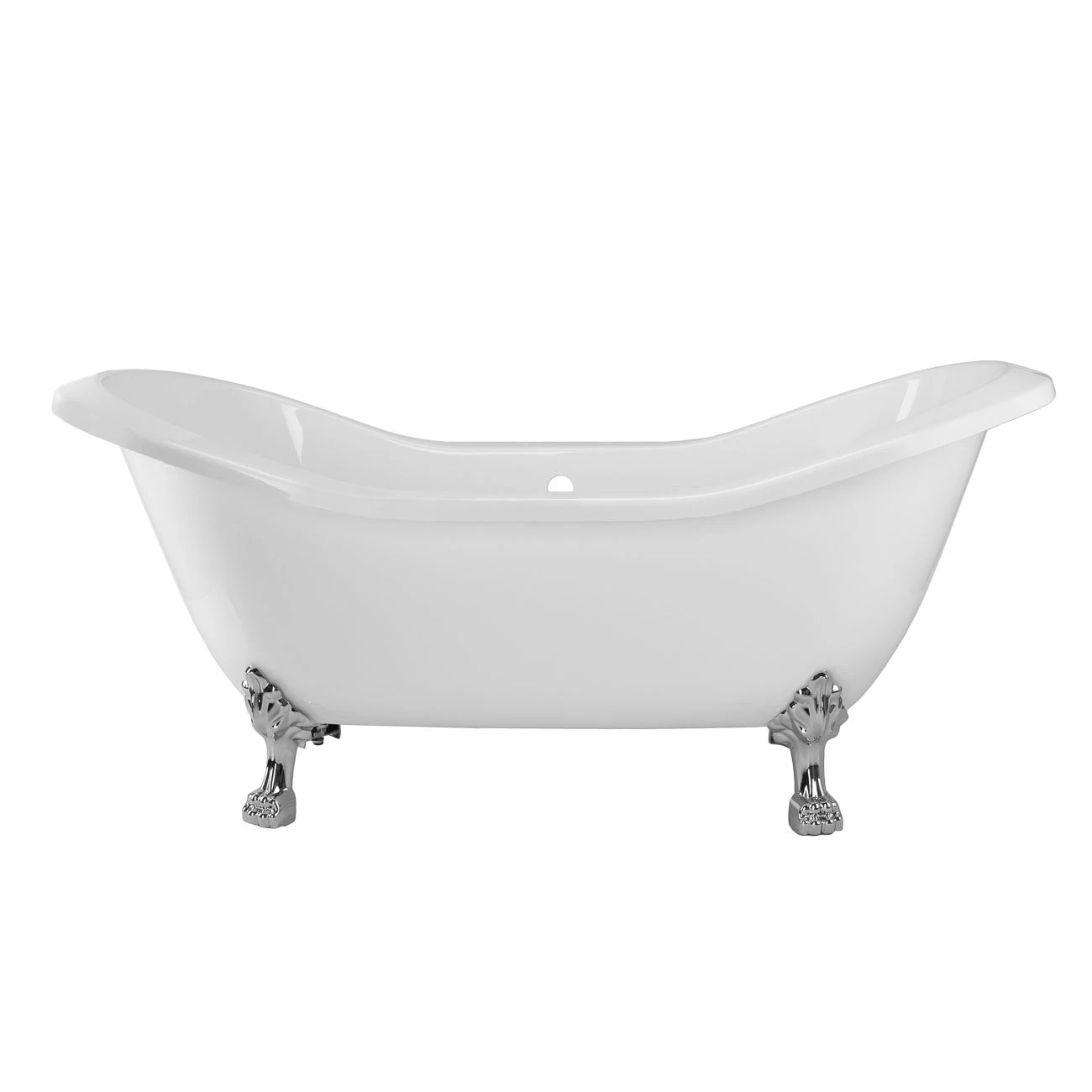 Serenity 72 Inch Acrylic Double Slipper Clawfoot Tub - Rim Drillings - Lion Paw Feet - Image 3