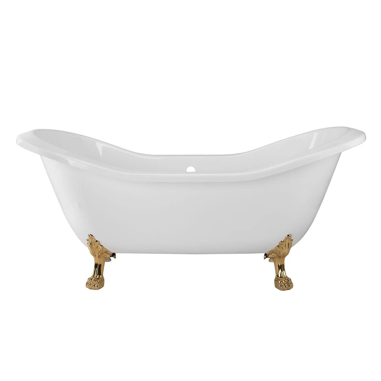 Serenity 72 Inch Acrylic Double Slipper Clawfoot Tub - Rim Drillings - Lion Paw Feet - Image 6