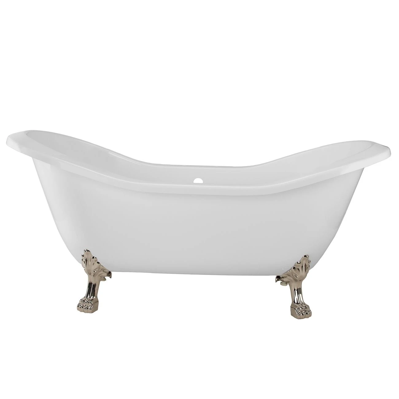 Serenity 72 Inch Acrylic Double Slipper Clawfoot Tub - Rim Drillings - Lion Paw Feet - Image 5