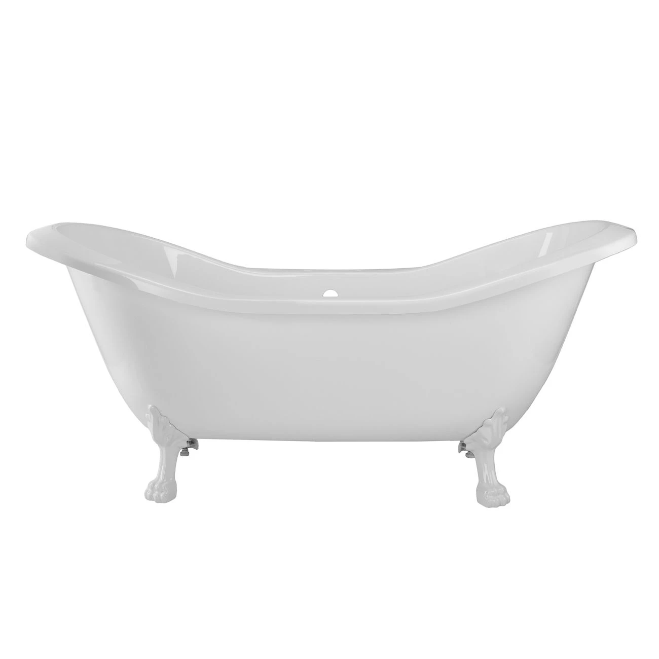 Serenity 72 Inch Acrylic Double Slipper Clawfoot Tub - Rim Drillings - Lion Paw Feet - Image 7