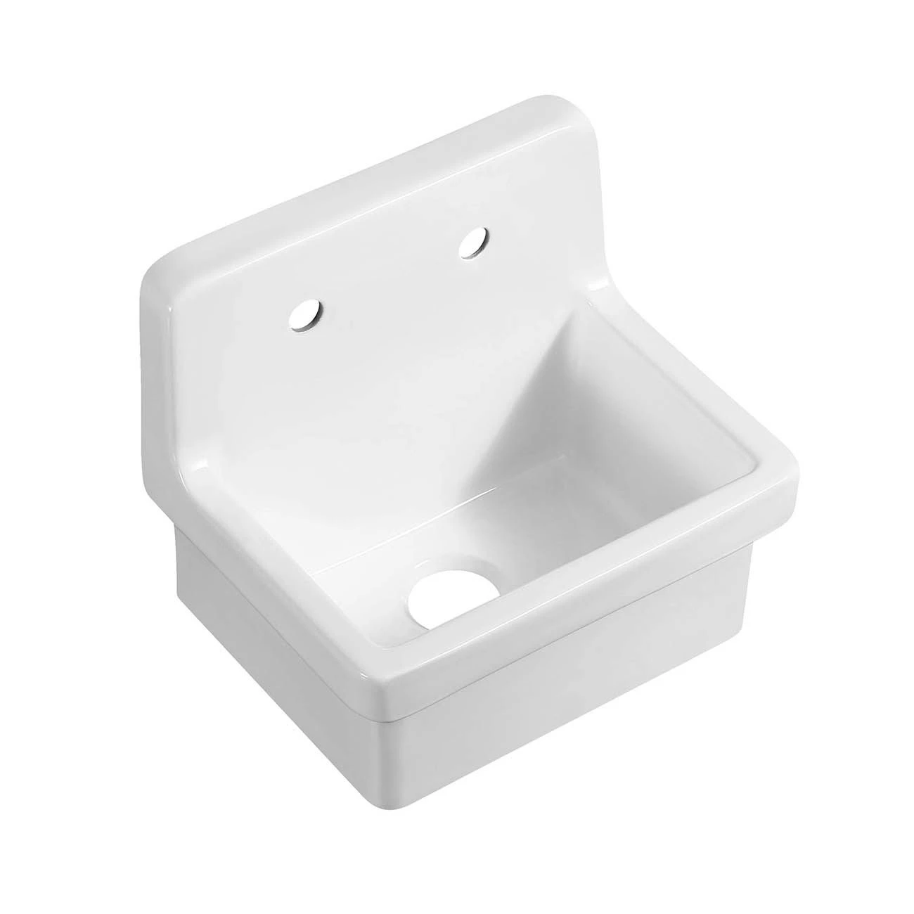 White 22 Inch Porcelain Wall Mount Utility Sink - Image 2