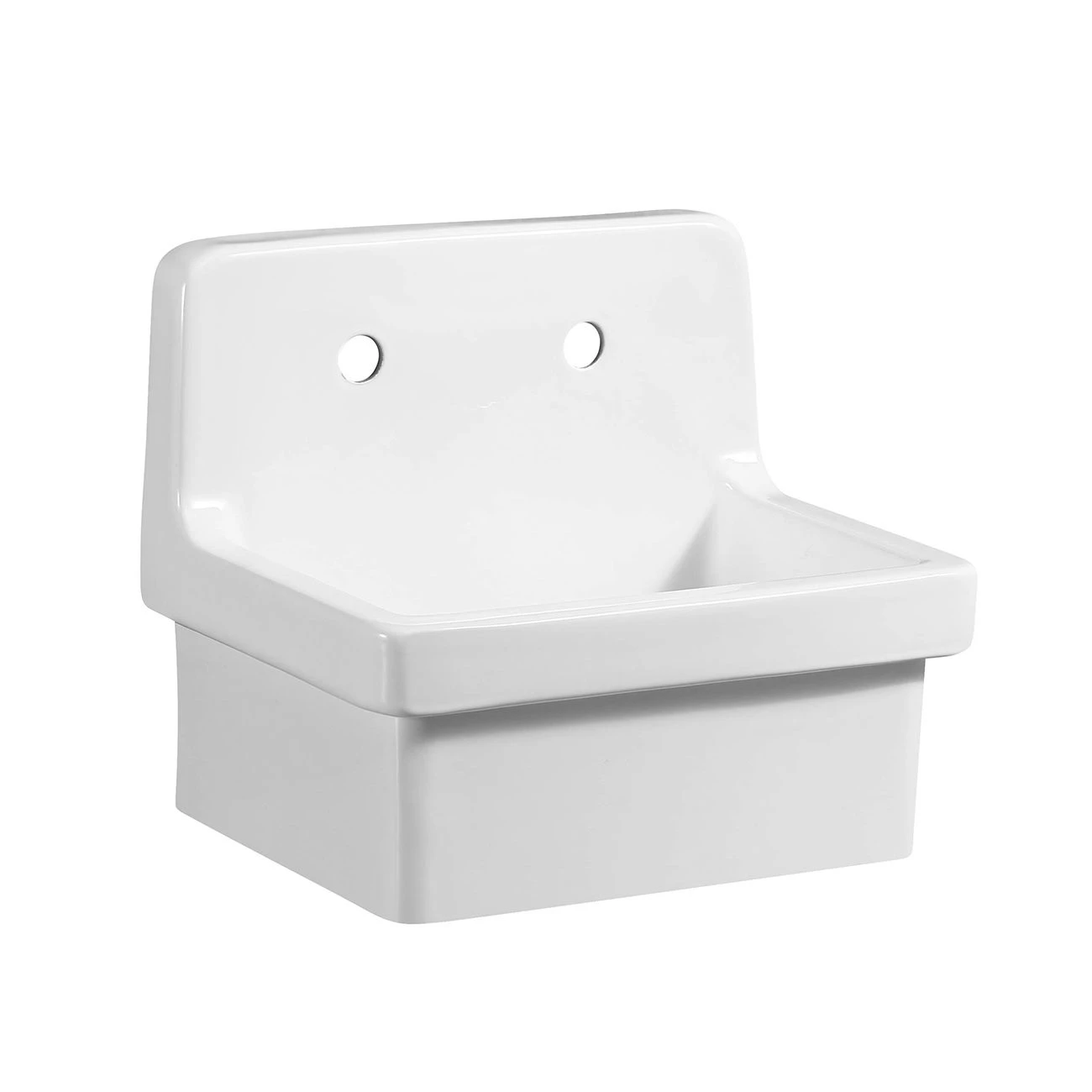 White 22 Inch Porcelain Wall Mount Utility Sink - Image 3