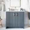 Cora 36 Inch Solid Oak Bathroom Vanity With Oval Undermount Sink - Navy