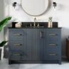 Cora 48 Inch Solid Oak Bathroom Vanity With Rectangular Undermount Sink - Navy