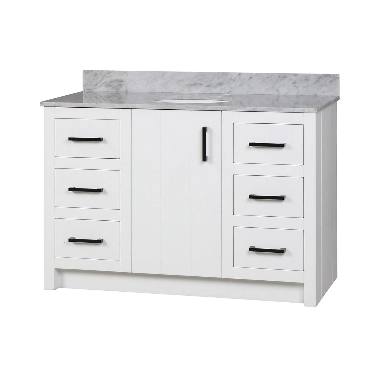 Cora 48 Inch Solid Oak Bathroom Vanity With Oval Undermount Sink - White - Image 2