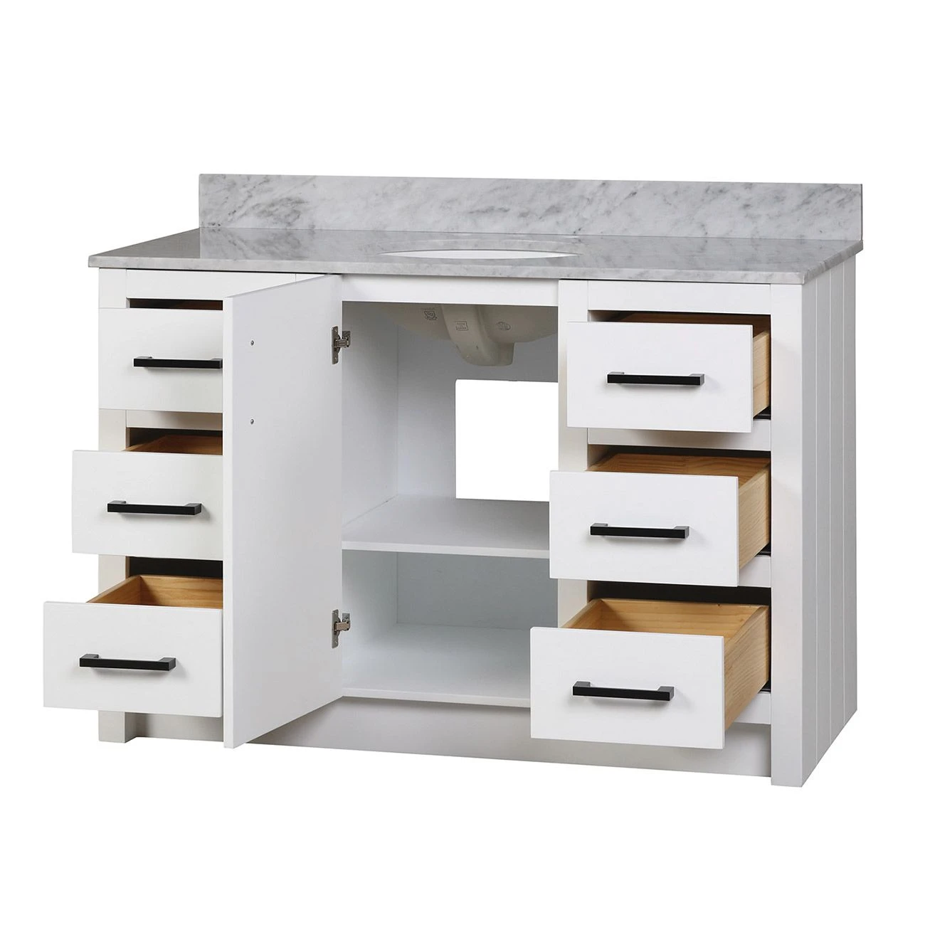 Cora 48 Inch Solid Oak Bathroom Vanity With Oval Undermount Sink - White - Image 3