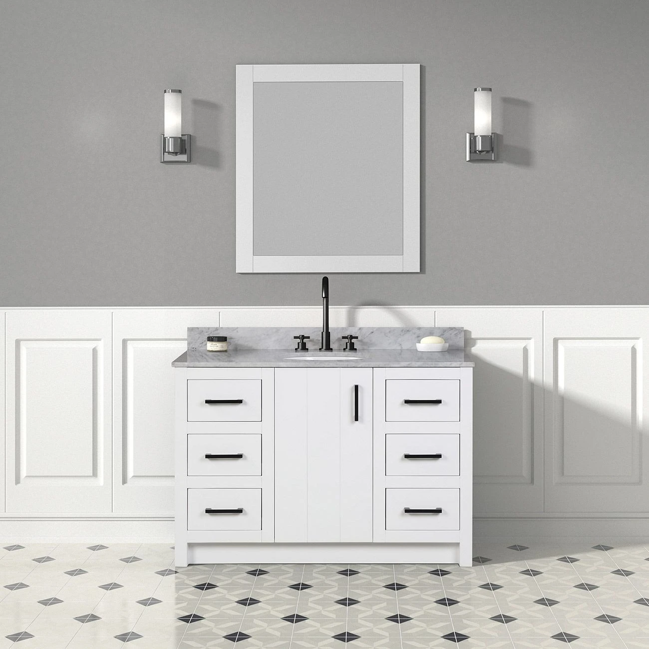Cora 48 Inch Solid Oak Bathroom Vanity With Oval Undermount Sink - White