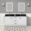 Cora 72 Inch Solid Oak Bathroom Vanity With Rectangular Undermount Sinks - White