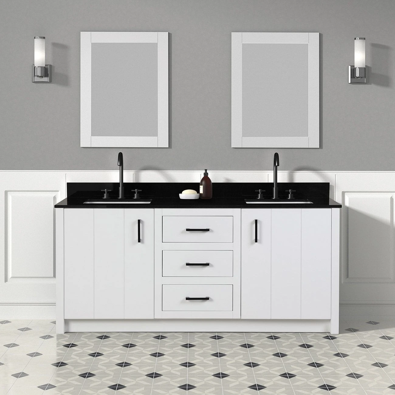 Cora 72 Inch Solid Oak Bathroom Vanity With Rectangular Undermount Sinks - White