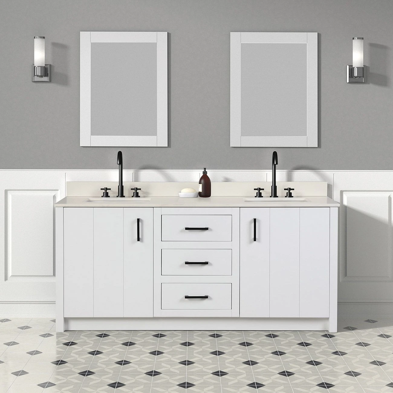Cora 72 Inch Solid Oak Bathroom Vanity With Rectangular Undermount Sinks - White - Image 2