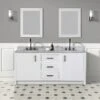 Cora 72 Inch Solid Oak Bathroom Vanity With Oval Undermount Sinks - White