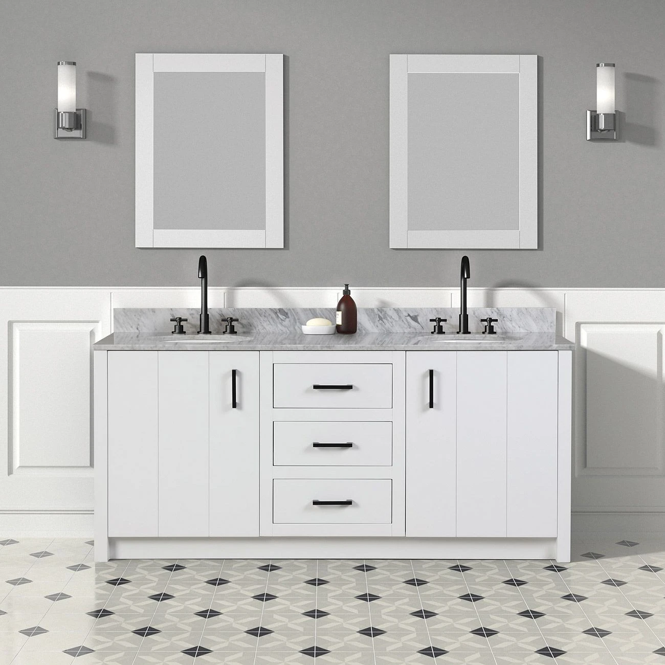 Cora 72 Inch Solid Oak Bathroom Vanity With Oval Undermount Sinks - White
