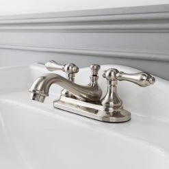 Teapot Centerset Bathroom Sink Faucet - Metal Lever Handles