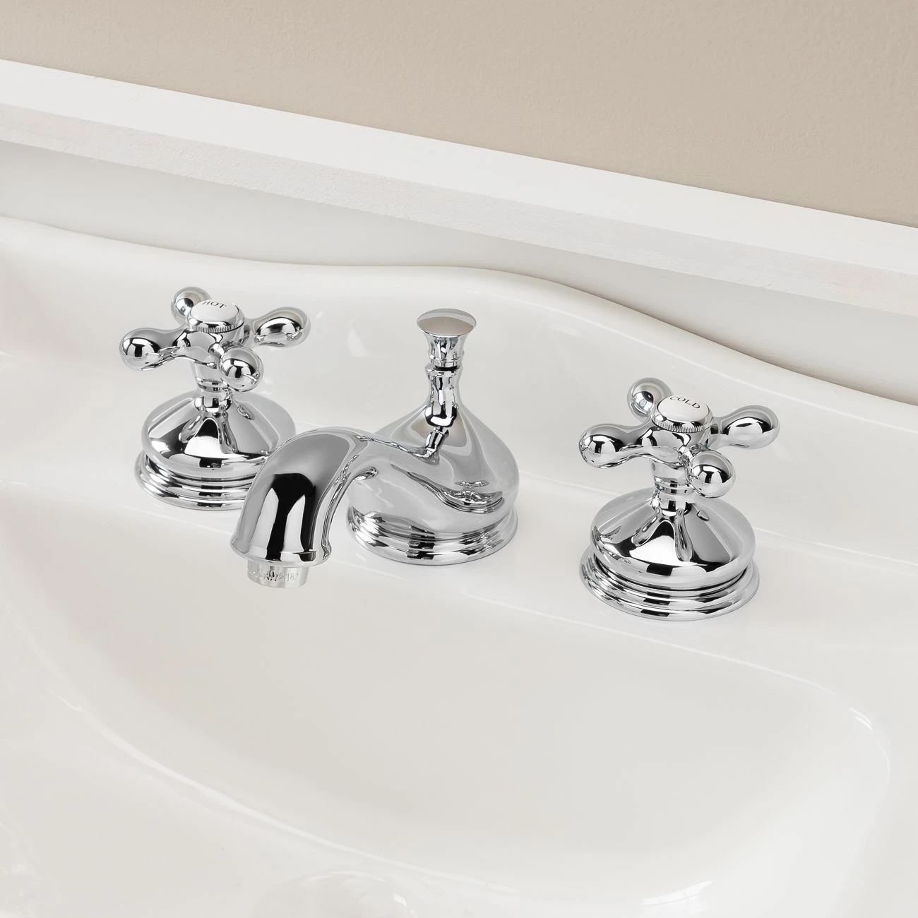 Teapot Widespread Bathroom Sink Faucet - Metal Cross Handles - Image 8