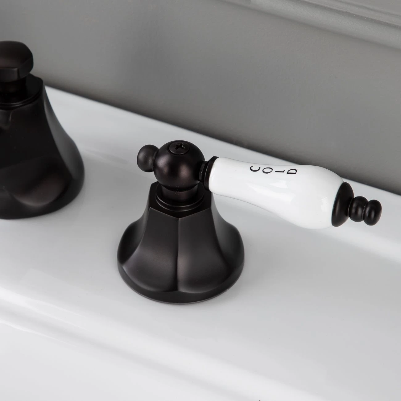 Deco Widespread Bathroom Sink Faucet - Porcelain Lever Handles - Image 9