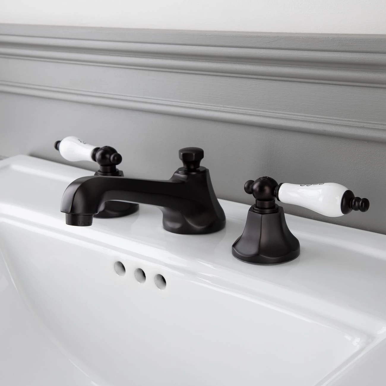 Deco Widespread Bathroom Sink Faucet - Porcelain Lever Handles - Image 7