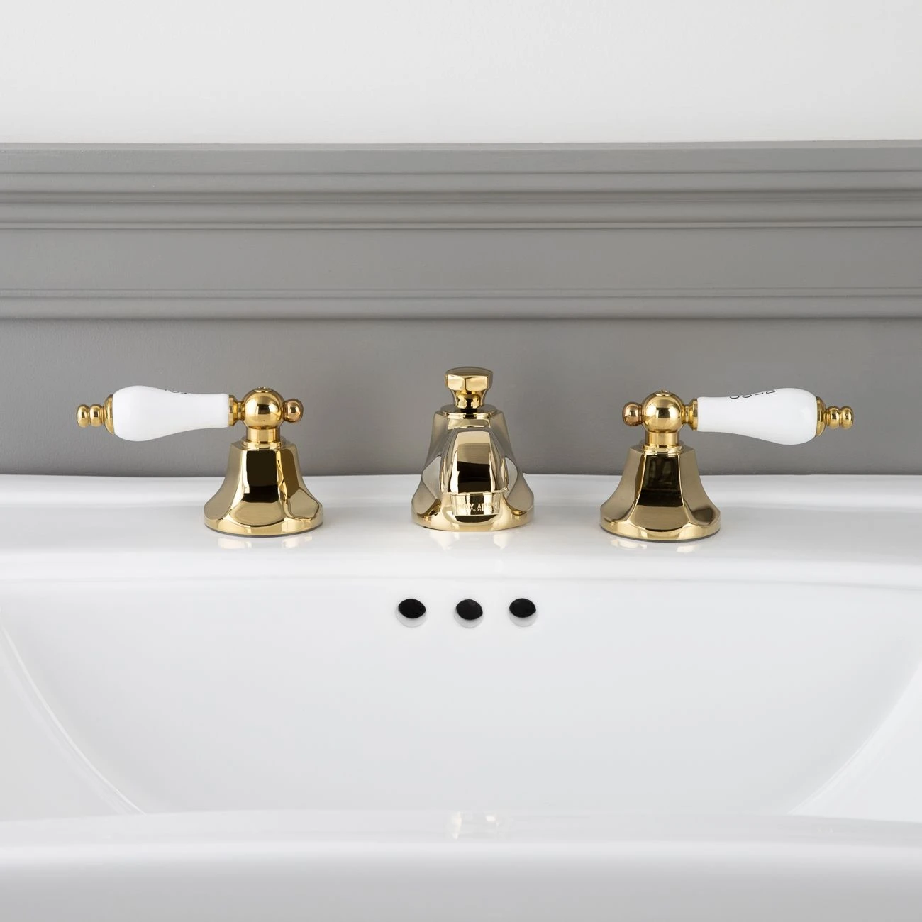 Deco Widespread Bathroom Sink Faucet - Porcelain Lever Handles - Image 11