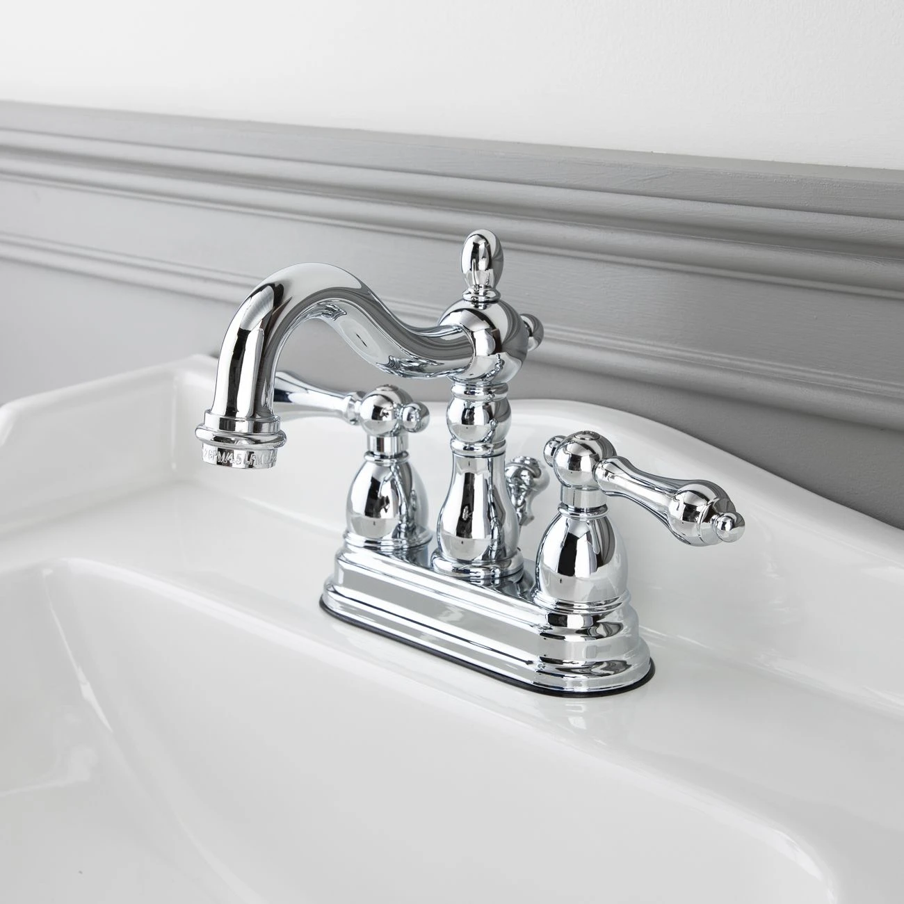 Victorian Centerset Bathroom Faucet With Metal Lever Handles