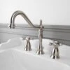 Victorian Widespread Bathroom Sink Faucet - Metal Cross Handles