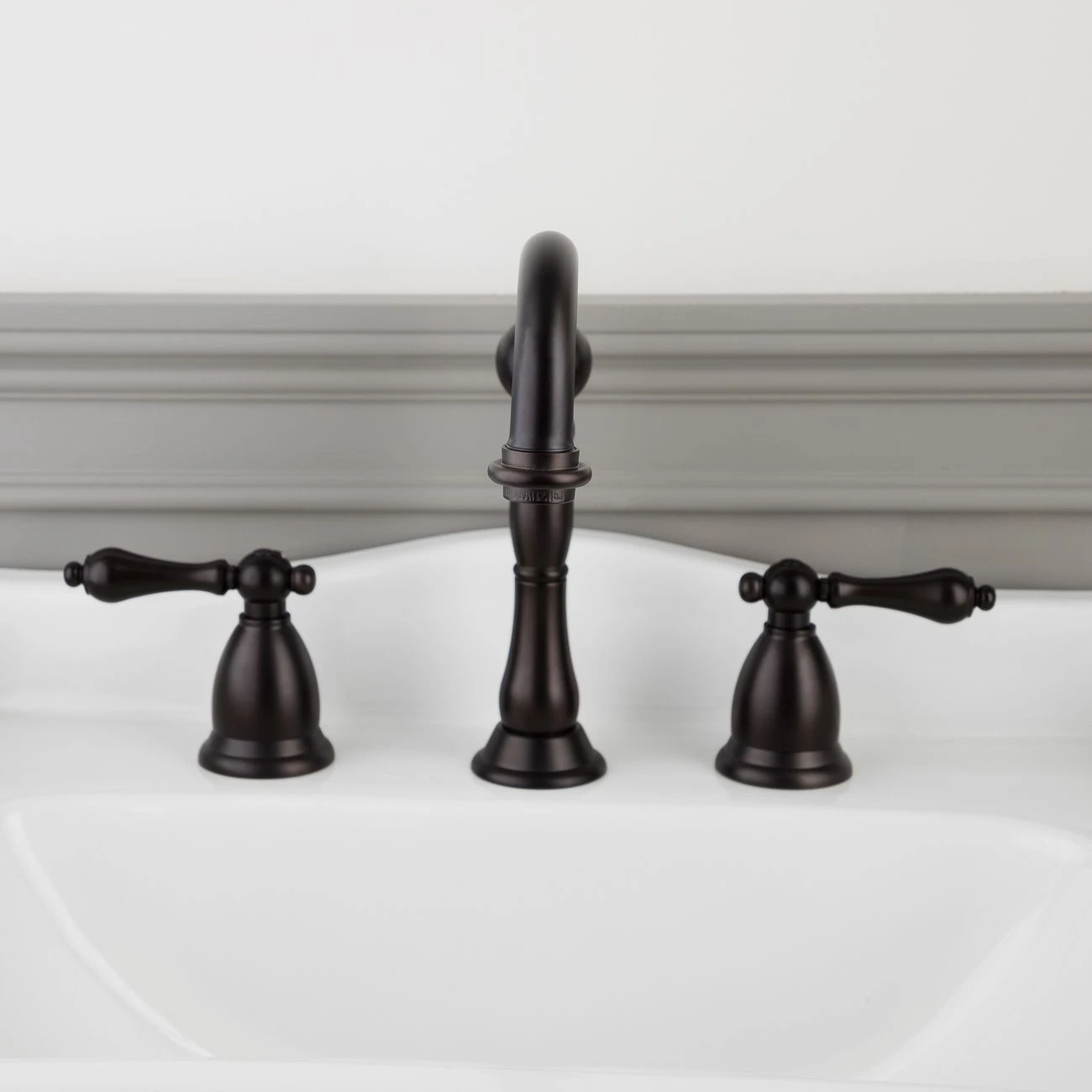 Victorian Widespread Bathroom Sink Faucet - Metal Lever Handles - Image 2