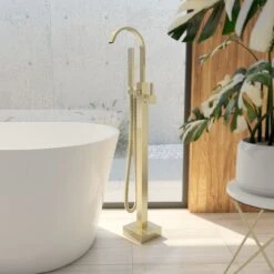Contemporary Freestanding Gooseneck Tub Faucet