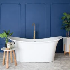 Campbell Acrylic Double Slipper Freestanding Tub - No Faucet Drillings