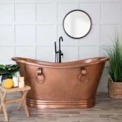 Abbott 66 Inch Copper Freestanding Double Slipper Bathtub - Medium Copper