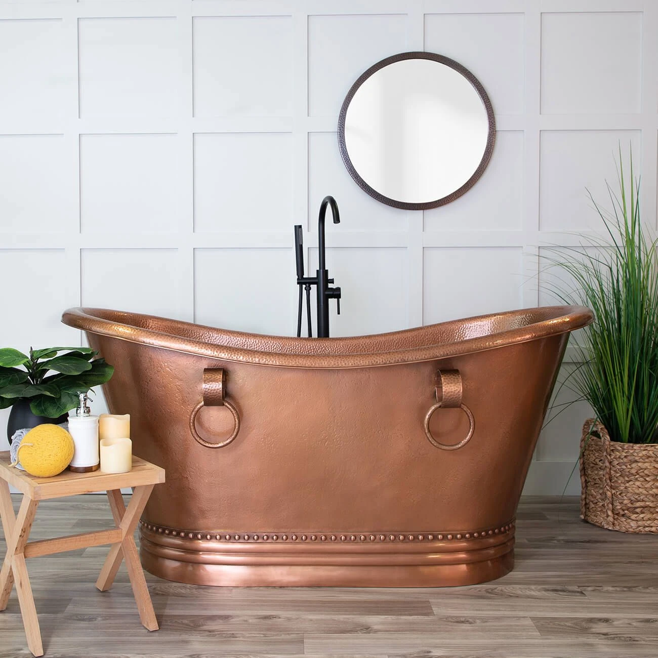 Abbott 66 Inch Copper Freestanding Double Slipper Bathtub - Medium Copper