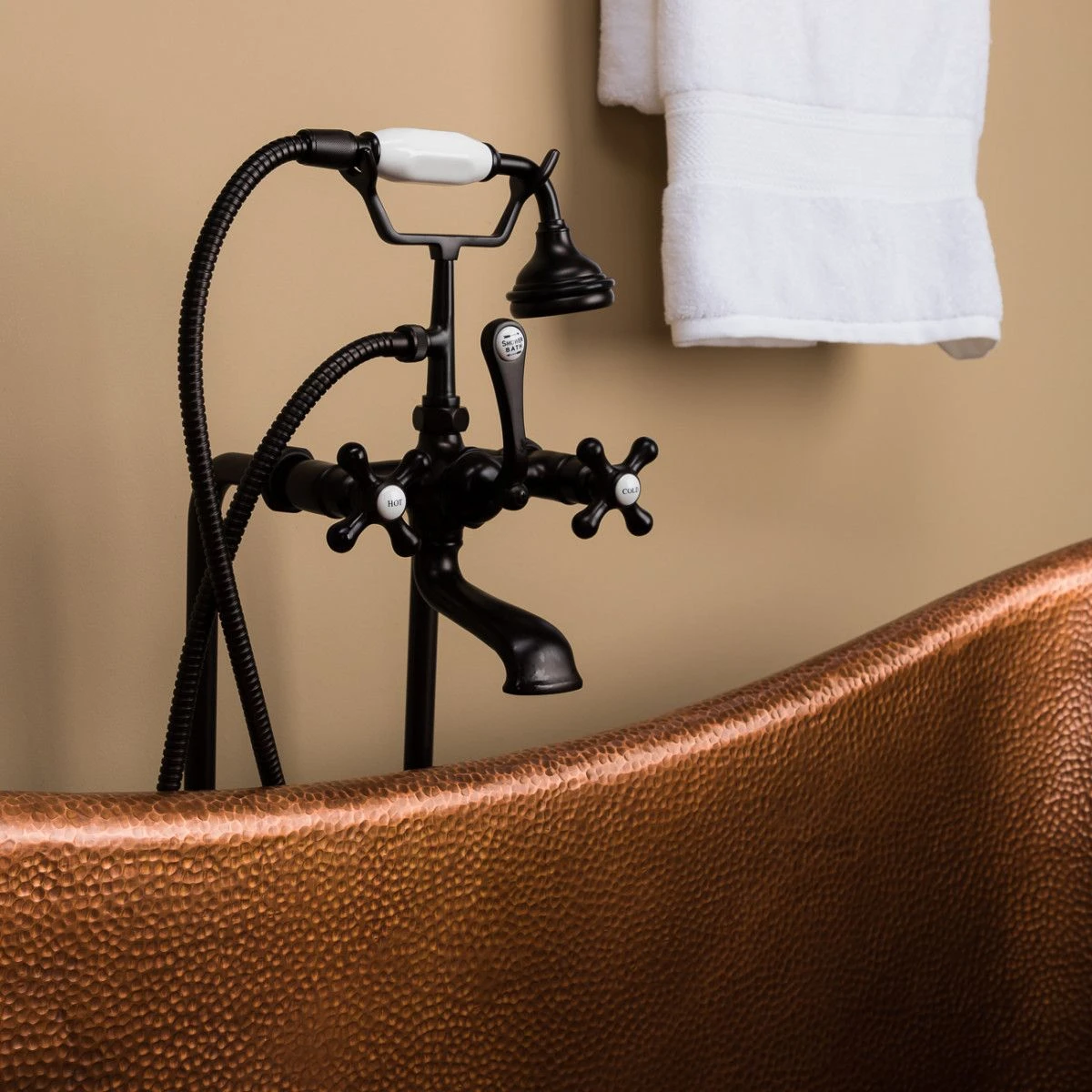 Hadley 71 Inch Copper Freestanding Double Slipper Bathtub - Medium Copper - Image 4