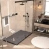 Solid Stone Shower Base - Gray Marble