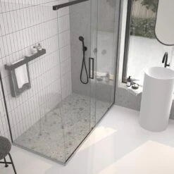60 X 32 Stone Shower Base - Gray Terrazo