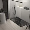 60 X 32 Stone Shower Base - Black Marble