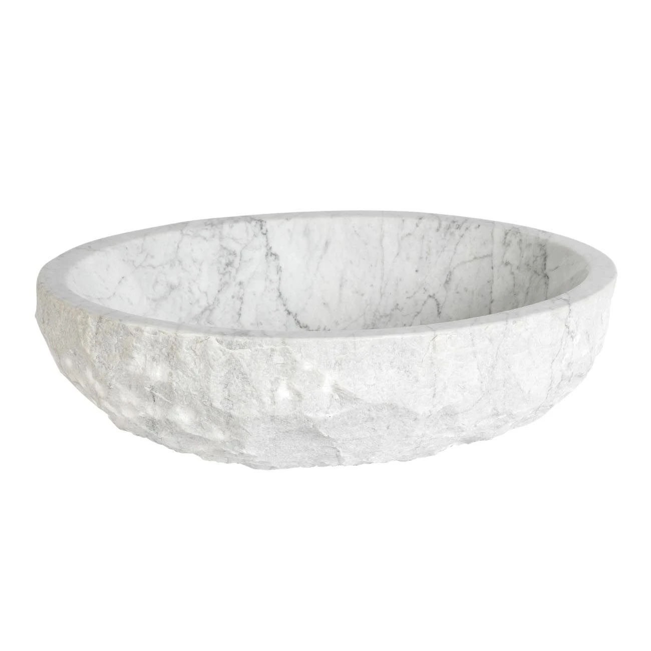 Lennox Italian Cararra White Marble Vessel Bathroom Sink - Image 3