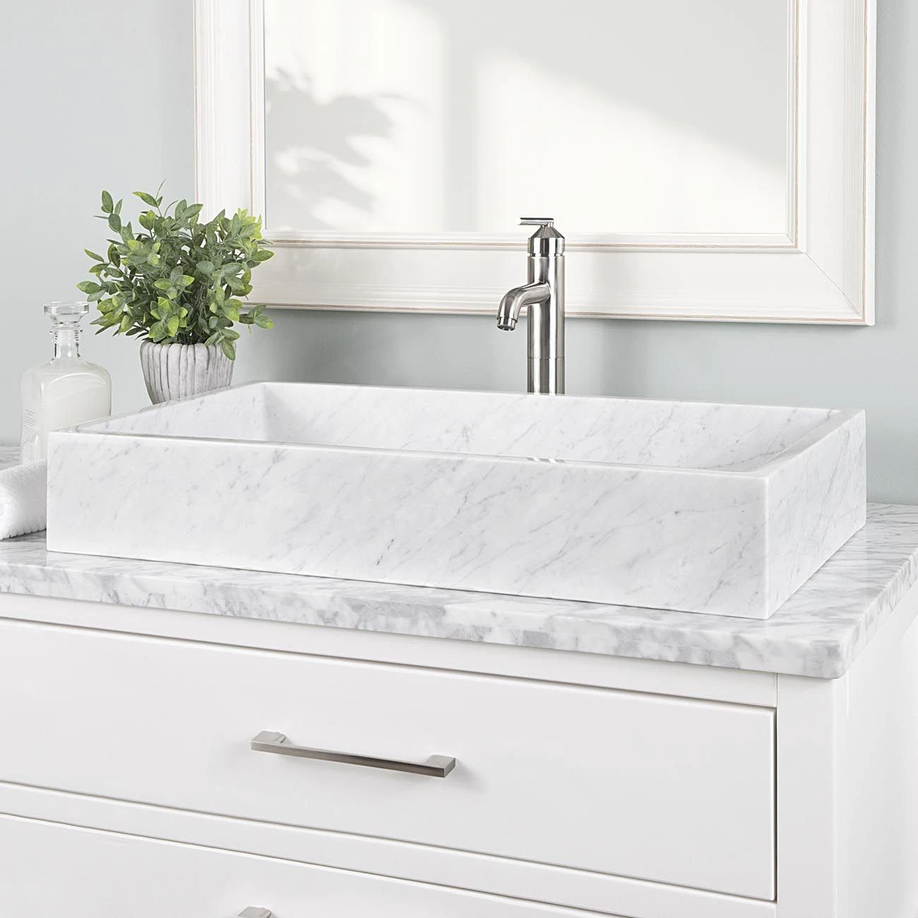 Lily Marble Rectangular Vessel Sink - Image 2
