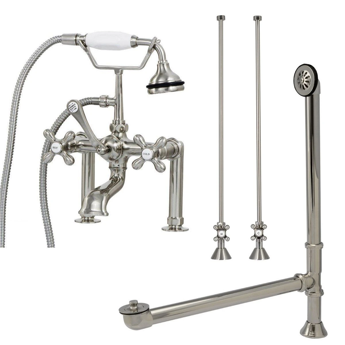 Clawfoot Tub Rim Mount Faucet Set With Lift And Turn Drain - Image 2