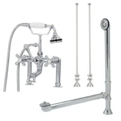 Clawfoot Tub Rim Mount Faucet Set With Lift And Turn Drain