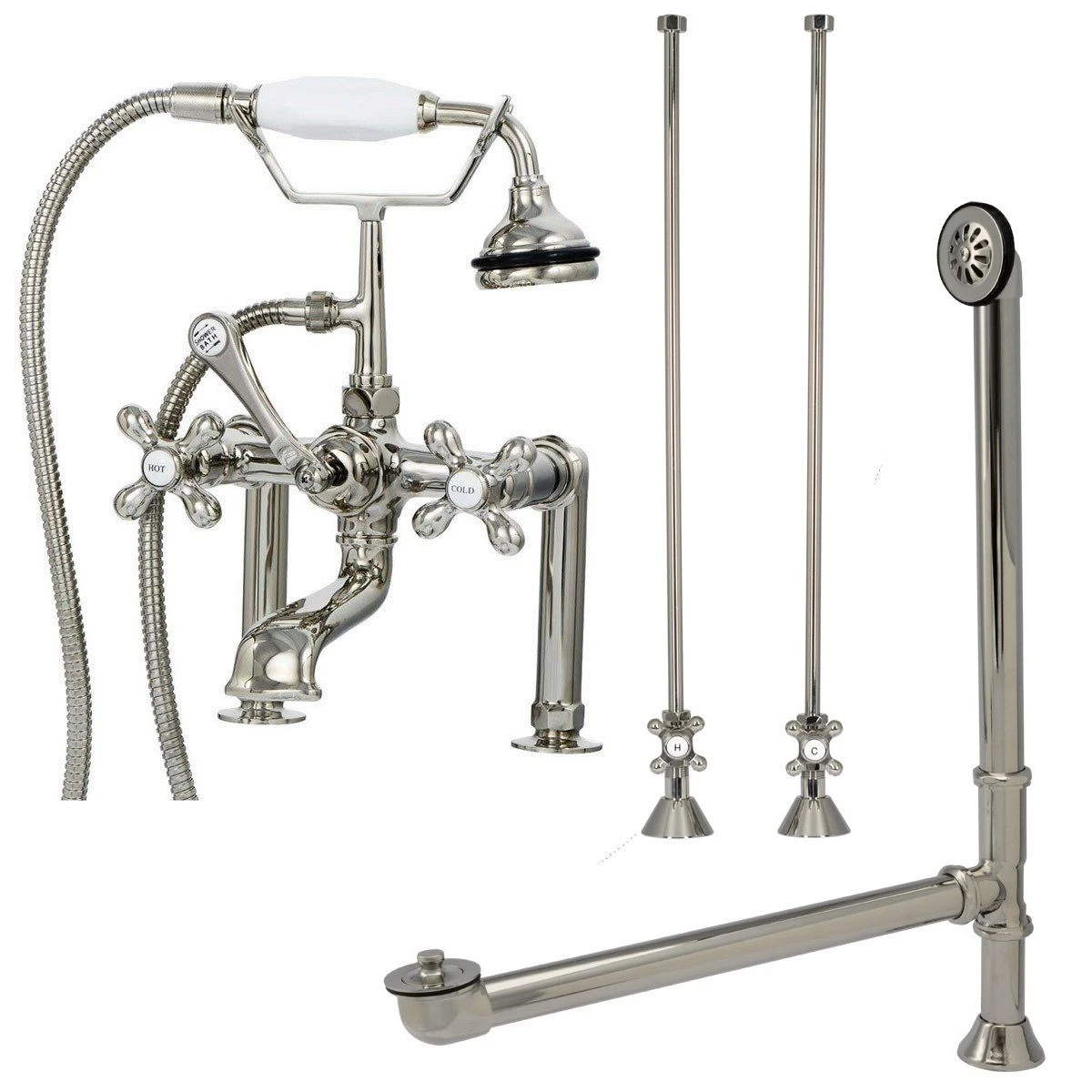 Clawfoot Tub Rim Mount Faucet Set With Lift And Turn Drain - Image 4