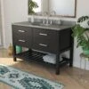 Everett 48 Inch Oak Console Vanity With Oval Integral Sink - Black