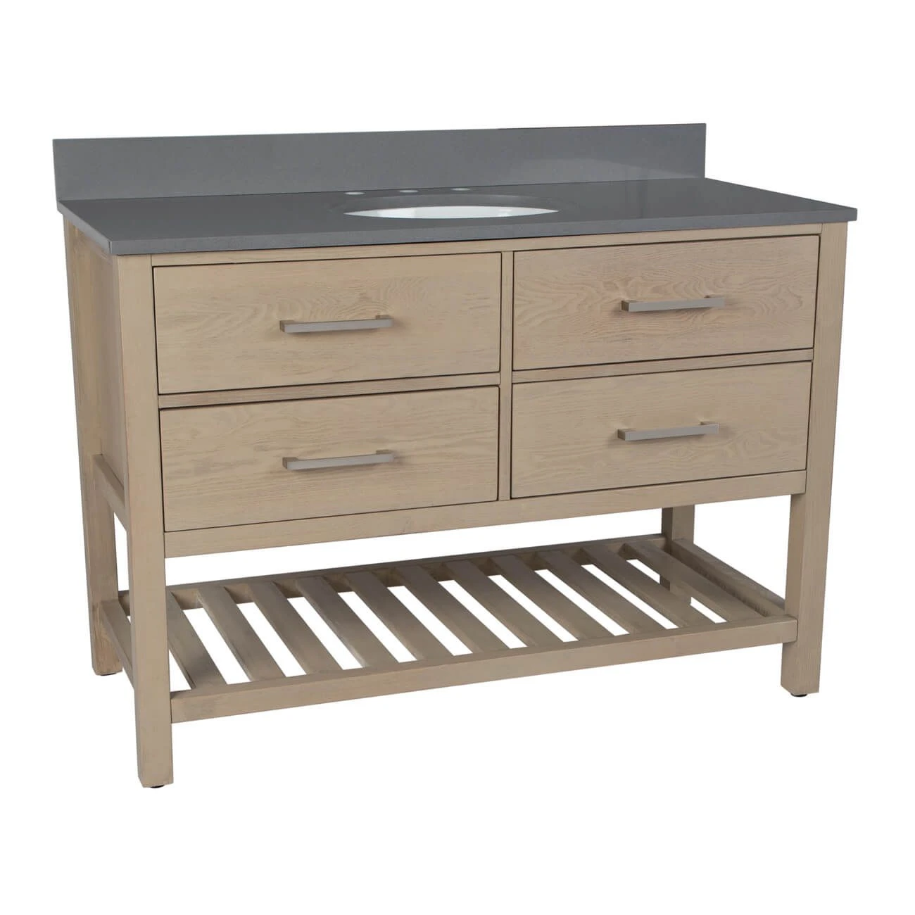 Everett 48 Inch Oak Console Vanity With Oval Undermount Sink - Light Oak - Image 3