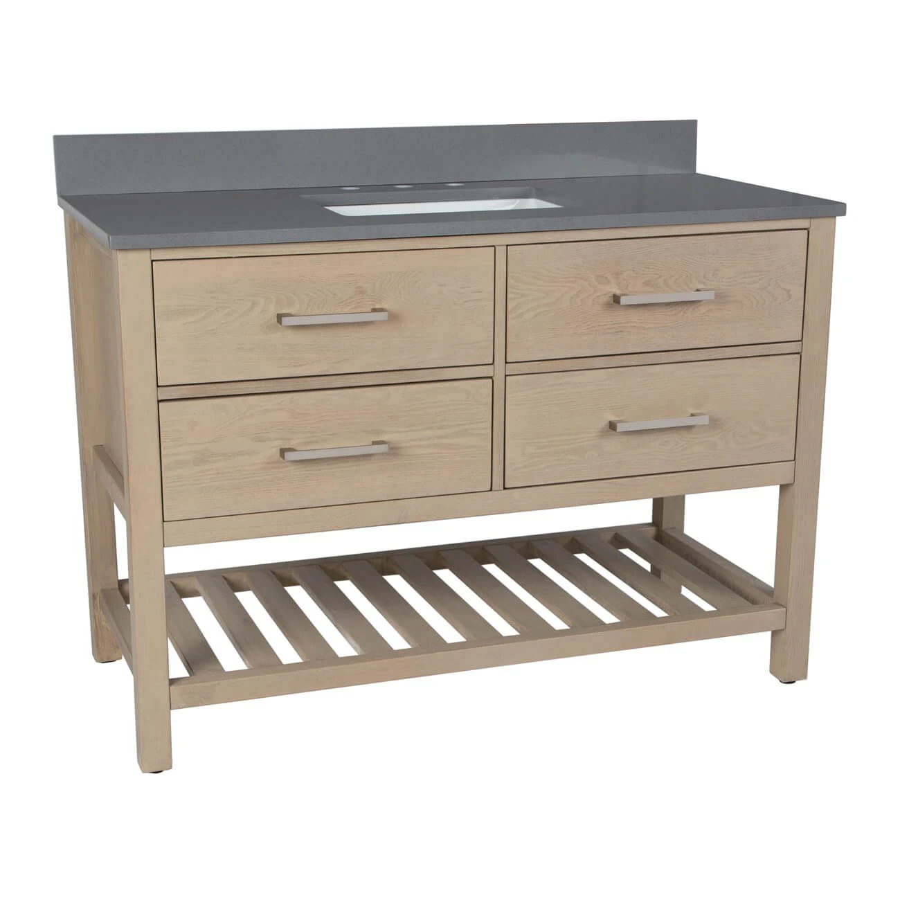 Everett 48 Inch Oak Console Vanity With Rectangular Undermount Sink - Light Oak - Image 3