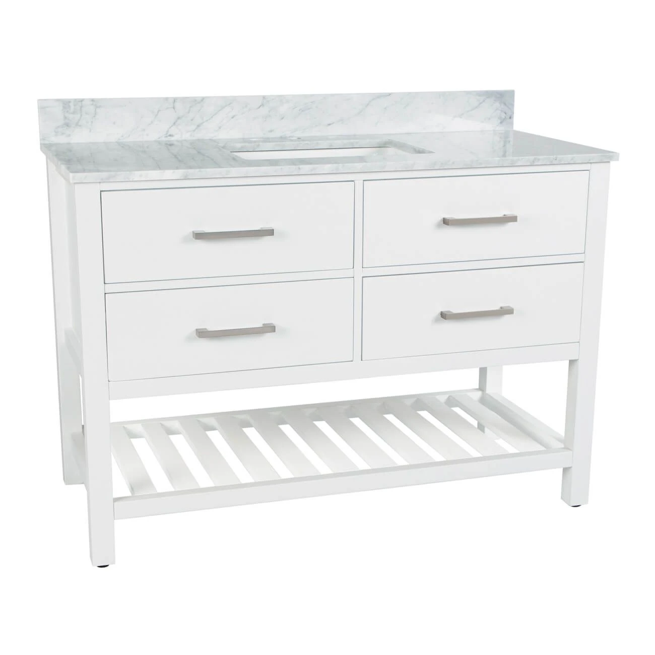 Everett 48 Inch Oak Console Vanity With Rectangular Undermount Sink - White - Image 3