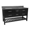 Everett 60 Inch Birch & Oak Console Vanity With Rectangular Undermount Sinks - Black