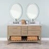 Everett 60 Inch Birch & Oak Console Vanity With Oval Undermount Sinks - Light Oak