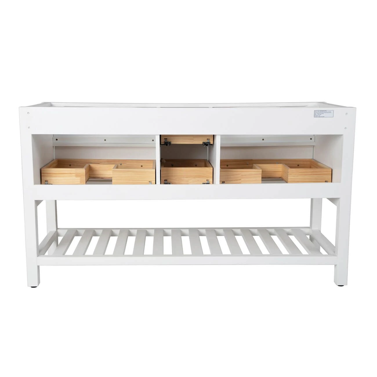 Everett 60 Inch Birch & Oak Console Vanity With Rectangular Undermount Sinks - White - Image 10