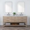 Everett 72 Inch Oak Console Vanity With Oval Undermount Sinks - Light Oak