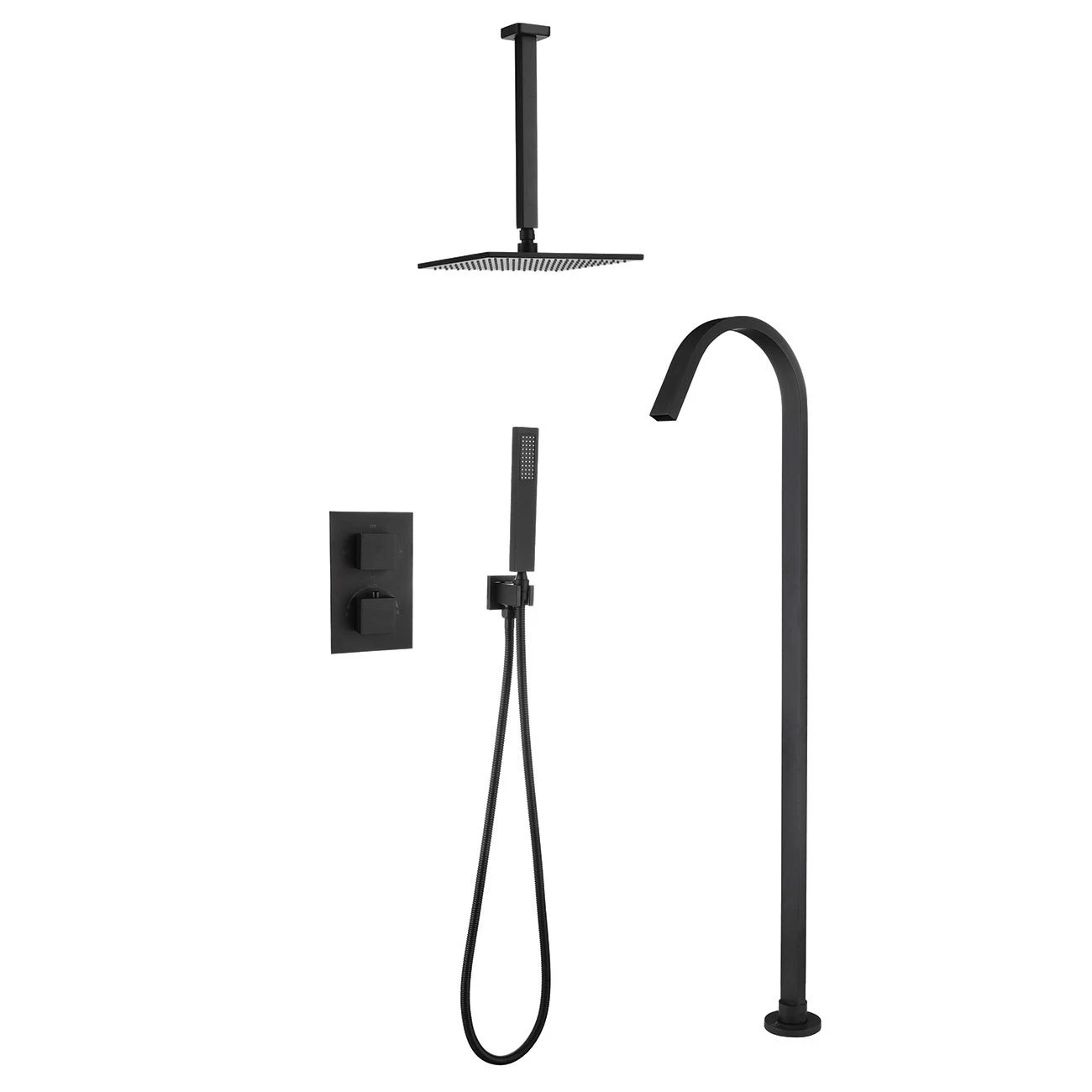 Thermostatic Concealed Tub & Shower Faucet Set With Handheld Shower - Image 2