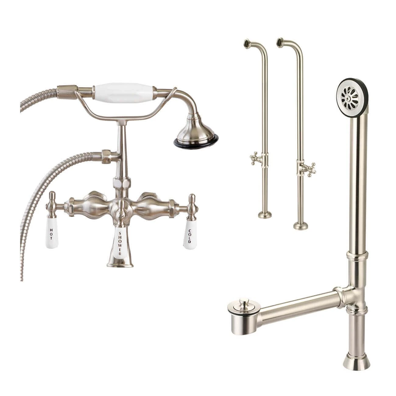Mason Hill Collection Freestanding Clawfoot Tub And Faucet Set With Lift And Turn Drain